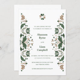 Invitación Boda celta de arte folclórico irlandés Shamrock