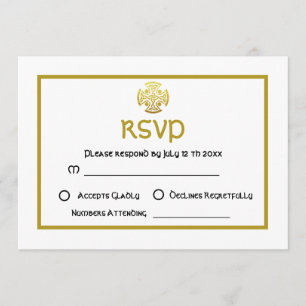 Invitación Boda Celta Falso Oro Cruz de Nudo Celta RSVP