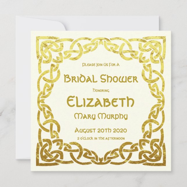 Invitación Boda celta Faux Gold Celtic Knot Bridal Shower (Anverso)