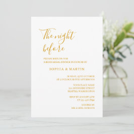 Invitación Boda Cena de Ensayo de Oro La Noche Anterior