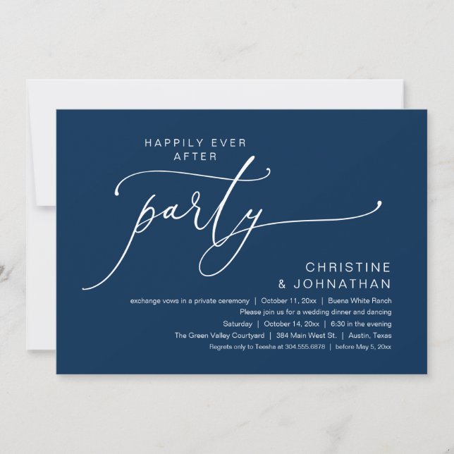 Invitación Boda Cena Fiesta Baile Felices para Siempre (Anverso)