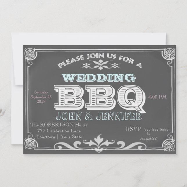 Invitación Boda Chalkboard BBQ (Anverso)
