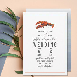 Invitación Boda Chambray Lobster Pinstripe