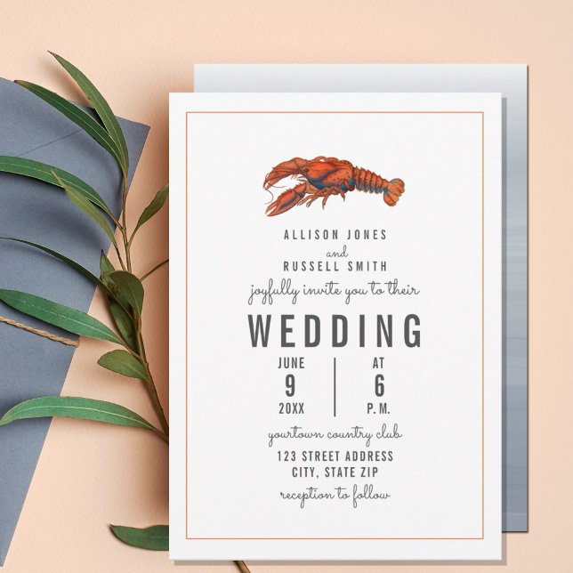 Invitación Boda Chambray Lobster Pinstripe (Subido por el creador)