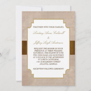 Invitación Boda Champagne Brown Floral Grunge