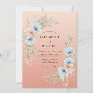 Invitación Boda Champán Anemone Azul