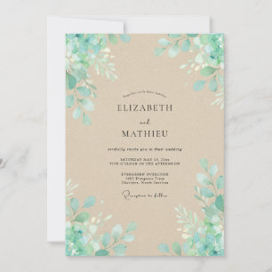 Invitación Boda Champán Hoja Espuma de Mar