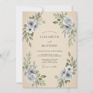 Invitación Boda Champán Plata Eucalipto Polvoriento