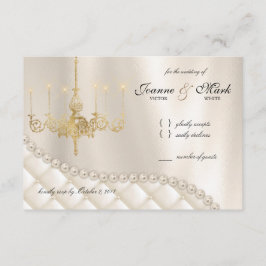 Invitación Boda Chandelier RSVP Card Lighting Ivory Pearls