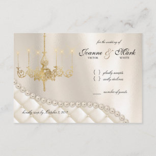 Invitación Boda Chandelier RSVP Card Lighting Ivory Pearls