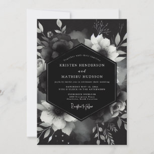 Invitación Boda Charcoal Gothic Bloom