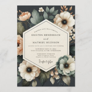 Invitación Boda Charcoal Moody Bloom