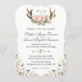 Invitación Boda Charm Cream Floral Antlers
