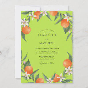 Invitación Boda Chartreuse Cítrico Naranja Eucalipto