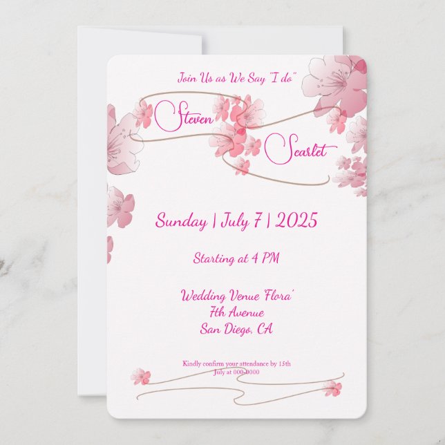 Invitación Boda Cherry Blossom (Anverso)