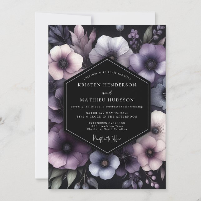 Invitación Boda Chiaroscuro de Ciruela Moody (Anverso)