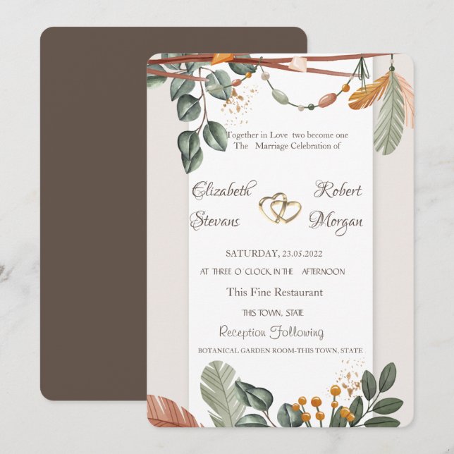 Invitación Boda Chic Boho (Anverso / Reverso)