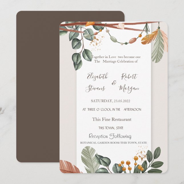Invitación Boda Chic Boho (Anverso / Reverso)