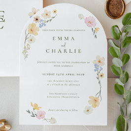 Invitación Boda Chic Boho Pastel Flores Silvestres Primavera 