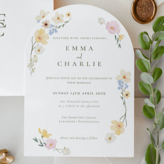 Invitación Boda Chic Boho Pastel Flores Silvestres Primavera 