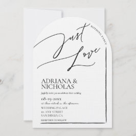 Invitación Boda Chic de Blanco y Negro Sin Nada Lujoso Solo A