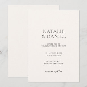 Invitación Boda Chic de Marfil Suave y Carbón