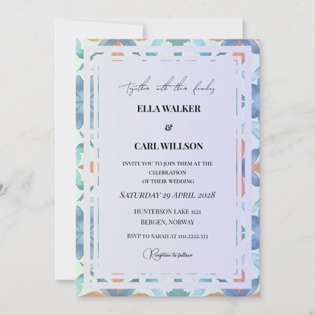 Invitación Boda Chic de Verano Colorido (Anverso)