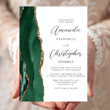 Boda Chic Esmeralda Verde Oro Ágata Script
