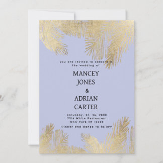 Invitación Boda chic lavanda palma tropical dorada