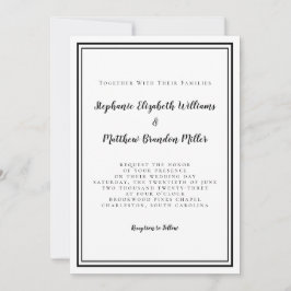 Invitación Boda Chic Minimalista Simple en Blanco y Negro