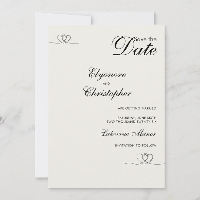 Invitación Boda Chic Moderna Ivory Save The Date (Anverso)