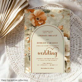 Invitación Boda Chic Romántica Boho Naranja Tostada Marfil Ve