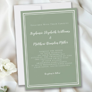 Invitación Boda Chic Verde Salvia Minimalista Moderna Simple
