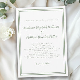 Invitación Boda Chic Verde Salvia Minimalista Moderna Simple