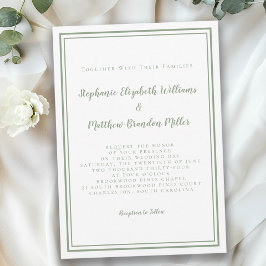 Invitación Boda Chic Verde Salvia Minimalista Moderna Simple