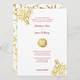 Invitación Boda china de la felicidad doble de bambú del oro