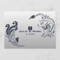 Boda china del dragón-fénix de plata azul
