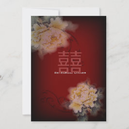 Invitación boda china floral peonía borgoña vintage