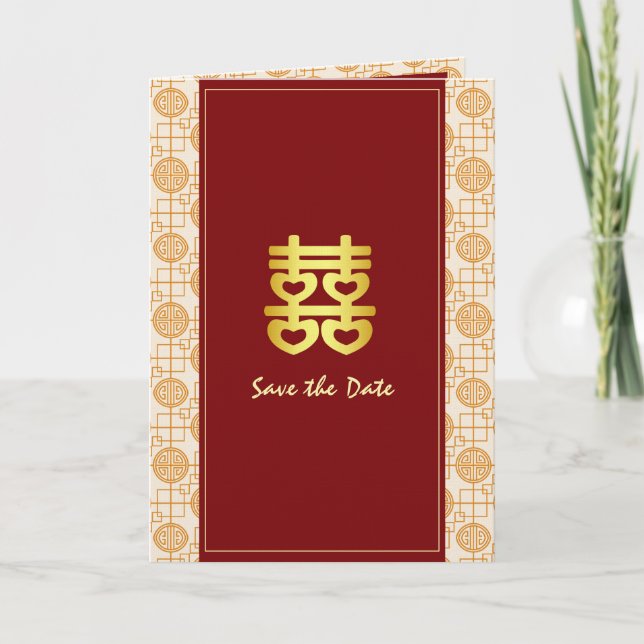 Invitación Boda chino bilingüe peranakan doblado (Anverso)
