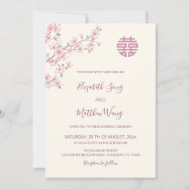 Invitación BODA chino con flores de cerezo BILINGUAL Rubor