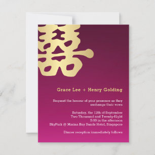 Invitación Boda chino contemporáneo de doble felicidad