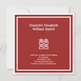 Invitación Boda chino de doble felicidad