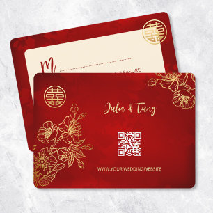 Invitación Boda chino de Floral Line Art RSVP