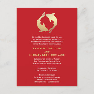 Invitación Boda chino de Koi Gold