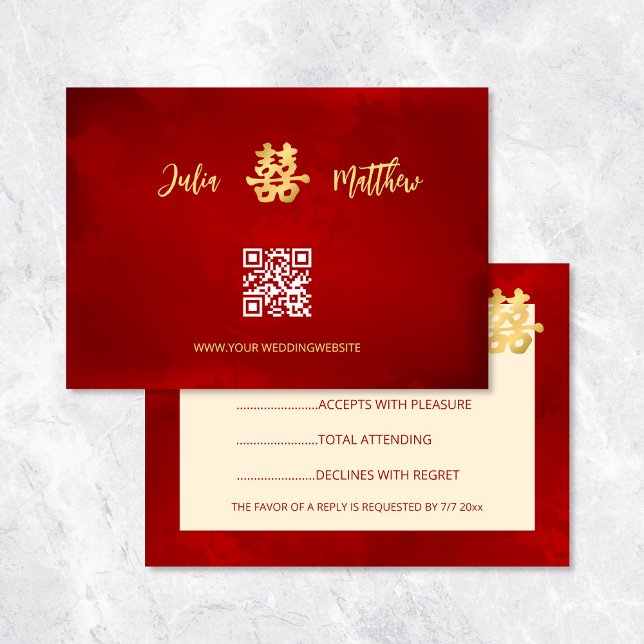 Invitación Boda chino de Red Moderna RSVP (Subido por el creador)