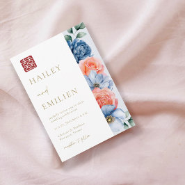 Invitación Boda chino floral elegante y moderno