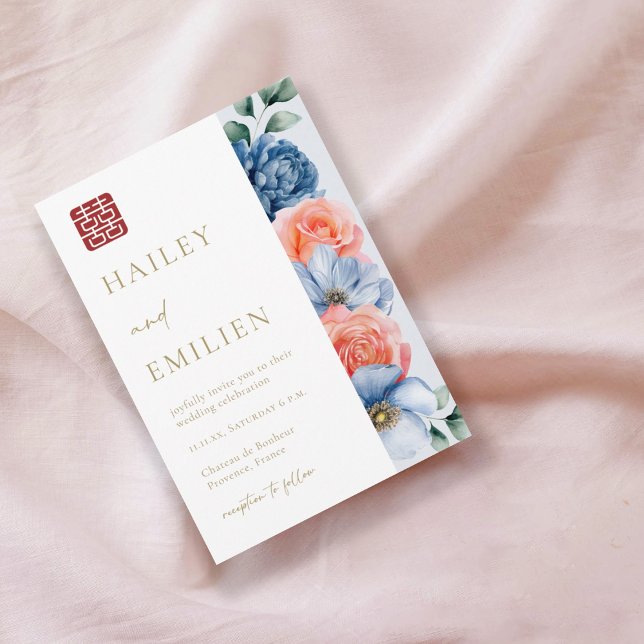 Invitación Boda chino floral elegante y moderno (Subido por el creador)