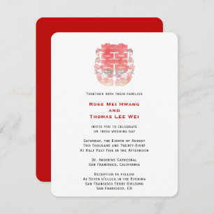Invitación Boda chino mandarín y doble felicidad