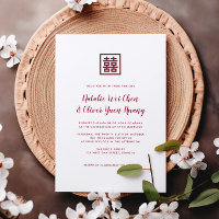Boda chino moderno de doble felicidad rojo Invita