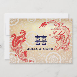 Invitación Boda chino moderno Dragon-Phoenix